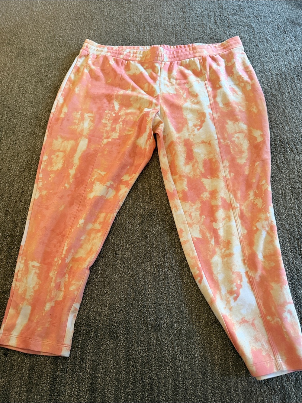 Isaac Mizrahi Pink and Cream Tie-Dye Joggers